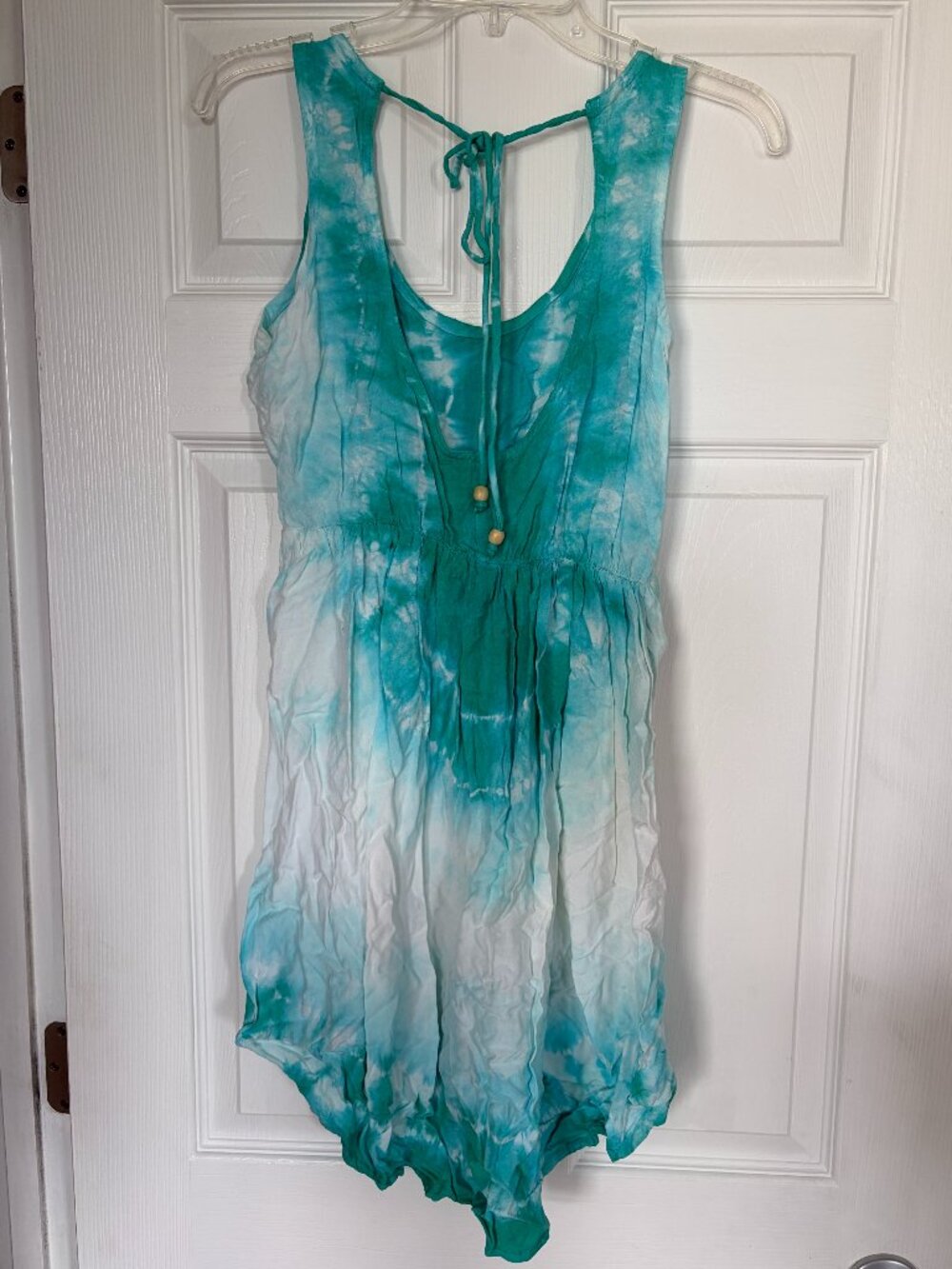 Ladies Raya Sun green and white tie dye sleeveless dress size medium